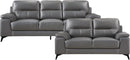 Top Grain Leather Two Piece Living Room Sofa Set Dark Gray