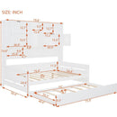 Full Size Wooden Daybed With Twin Size Trundle, and All-in-One Cabinet and Shelf, White