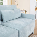 Elegant Two-Seater Chenille Fabric Sofa with Ergonomic Design and Lumbar Pillows in Sky Blue