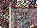 Wonderful Persian Isfahan Rug 7x9, Ivory Navy Blue Red, Floral Medallion, Very Finely Hand Knotted 260 KPSI, Handmade Wool Vintage Rug