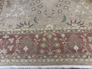 Large Turkish Soumak Rug 10x14, Flatweave Dhurrie, Handmade, Light Green and Salmon
