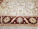 Beige and Maroon Peshawar Rug 10x15, Large Oushak Carpet, Pakistani Rug, Handmade Area Rug, Hand Knotted Rug, Living Room Rug, Nice Wool Rug