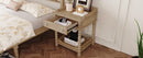 Retro Style Nightstand with Drawer and Open Shelf for Bedroom, Bedside Table with Turned Legs and Metal Handle,Natural