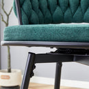 Two rotating bar stools with breathable cotton and linen soft cushions, in a retro green seat and black spray-painted iron frame, suitable for both restaurants and bars