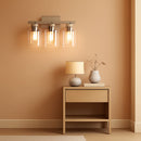 3 Light Brushed Nickel Vanity Light Fixture For Bathroom