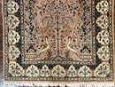 Small Tree of Life Prayer Rug, Pak Persian Rug 2.7 x 4, , Birds, Lantern, Handmade Vintage Fine 260 KPSI