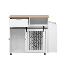 Modern Style 2-in-1 Pet Friendly Dog Crate Kitchen Island End Table Natural White MDF Metal Pine