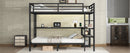 FULL Over Twin Bunk Bed with Desk and Shelves, Multiple Placement, with LED and USB, Black