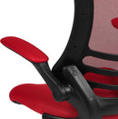 Kelista Red Mid Back Swivel Office Chair With Flip Armrests