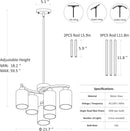 Six Light Brushed Nickel Industrial Glass Chandelier