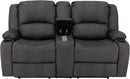 67 Inch Powered Wall Hugger Recliner Sofa Gunmetal Fabric