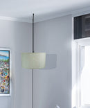 18"W 1 Light Swag Plug-In Pendant  Textured Oatmeal Shade Black Cord