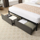 Full Bed Frame, Storage Headboard with Charging Station, Solid and Stable, Noise Free, No Box Spring Needed, Easy Assembly