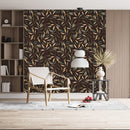 Voguish Dark Leaves Pattern Wallpaper Smart