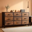 Rustic Brown 9 Drawer Dresser And TV Stand 47 Inch Wide