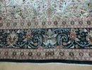 Beautiful Sino Persian Rug 9x12, Elegant High Quality Handmade Wool Oriental Carpet, Medallion with Corner Design, Floral, Black and Ivory