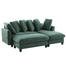 Upholstered Sectional Sofa with Movable Ottoman and Storage in Green Chenille, 83 Inch
