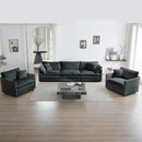 Grey Chenille 3 Piece Sofa Set With Two Single Sofas And One 3 Seater