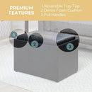 Accent Storage Ottoman 22 Point 75 Inches Charcoal Jet Black