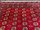 Red Turkoman Bokhara Rug 8x11, Pakistani Turkmen Carpet, Vintage Traditional Area Rug