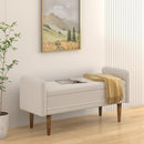 Teddy velvet storage stool, ,with storage space, suitable for apartments, living rooms and bedrooms-BEIGE(45.98'*16.75'*21.75')