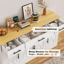 53 Inch White Buffet Cabinet With Drawers For Dining Room