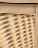 Mid-Century Modern Storage Cabinet with Woven Rattan Doors, Open Shelves & Adjustable Shelves - Perfect for Living Room & Dining Room