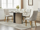Rayon Cloth Flocking Chenille Dining Chairs Channel Kitchen Dinner Chair Comfy  Fabric Upholstered Accent Chair for Dining Room with Golden Stainless Steel Plating Legs,Set of 2 (Beige), SW1647BG