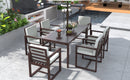 Elegant Patio Dining Set with Removable Cushions in Dark Brown Acacia Wood for Outdoor Spaces