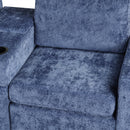 L-shaped Convertible Sofa Bed with Pull-Out Bed, Cup Holders, and Storage Space, Blue Chenille, 120.5'