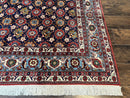 Persian Veramin Rug 7x11, Repeated Allover Pattern, Handmade Vintage Carpet, Navy Blue