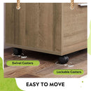 Three Drawer Mobile File Cabinet In Gray Oak With Open Shelves Printer Stand For Home Office