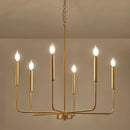 Gold 6 Light Candle Chandelier For Dining Room Modern
