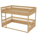 Queen over Queen Bunk Bed with Ladder and Guardrails, Natural