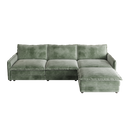 Corduroy Fabric 3-Seater Comfy Cloud Couch with Movable Footrest for Living Room,Oversized Deep Seat L Shaped Couch Set, Upholstered Large Size Deep Seat L Shaped sofa with 3 cushions