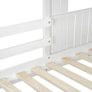 Wooden Twin Over Full Bunk Bed, Loft Bed with Playhouse, Farmhouse, Ladder and Guardrails, White( old sku: LT000327AAK )