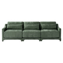 Elegant Three-Seater Sofa with Lumbar Pillow, Ergonomic Chenille Upholstery, Wooden Base, Green