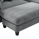 Modern L-Shaped Sectional Sofa with Storage, Movable Ottoman, and Throw Pillows, Grey Chenille, 83'