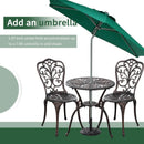3 Piece Cast Aluminum Outdoor Patio Bistro Set With Umbrella Hole In Brown All Weather Durable