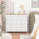 Compact 12 Drawer Dresser With Fabric Drawers And Wood Top
