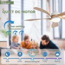 52 Inch Outdoor Ceiling Fan With Dimmable LED Light Remote