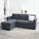 Gray Microfiber L Shape Sleeper Sofa With USB Ports Storage
