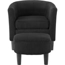 Modern Accent Chair,Upholstered Arm Chair Linen Corduroy Single Sofa Chair with Ottoman Foot Rest Comfy Armchair for Living Room Bedroom and Office,Black