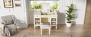 Multi-Functional 2-in-1 Vanity Desk with Flip-Top Mirror, White Oak, MDF Material, 46.5-Inch