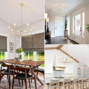 Gold Farmhouse Chandelier 8 Lights for Dining Room