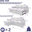 85 Inches Sofa Bed, 3 Seater Sleeper Sofa with Storage Chaise, Square Handrail With Pull and Copper nail,Chenille-Light Grey, Pull Out Couch for Living Room