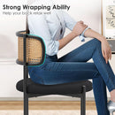 Set Of 4 Dining Chairs Mid Century Modern Rattan Back Upholstered Sherpa Black