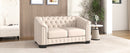 Modern Velvet Upholstered Loveseat Sofa with Thick Removable Seat Cushion, Beige, 64.3 Inches