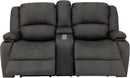 67 Inch Powered Wall Hugger Recliner Sofa Gunmetal Fabric