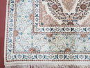 Fine Antique Persian Light Colored Kashan Carpet, 7x12, Top Quality, Rare, Ivory & Blues, Hand-Knotted, Wool